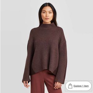 Prologue Women's Mock Turtleneck Pullover Brown S